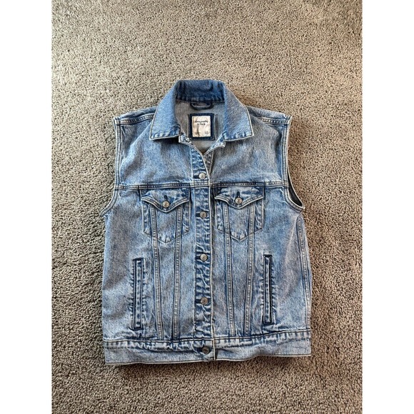 Abercrombie & Fitch Jackets & Blazers - Abercrombie & Fitch Trucker Jacket Womens Small Blue Acid Wash Denim Vest Ladies